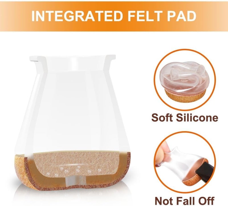 VIUME 32 Pcs Chair Leg Floor Protectors for Hardwood Floors Silicone Covers to Protect Wood Tile Floors Scratches Felt Pads Furniture Leg Caps No Noise (Fit:0.5""-0.89"") - Image 3